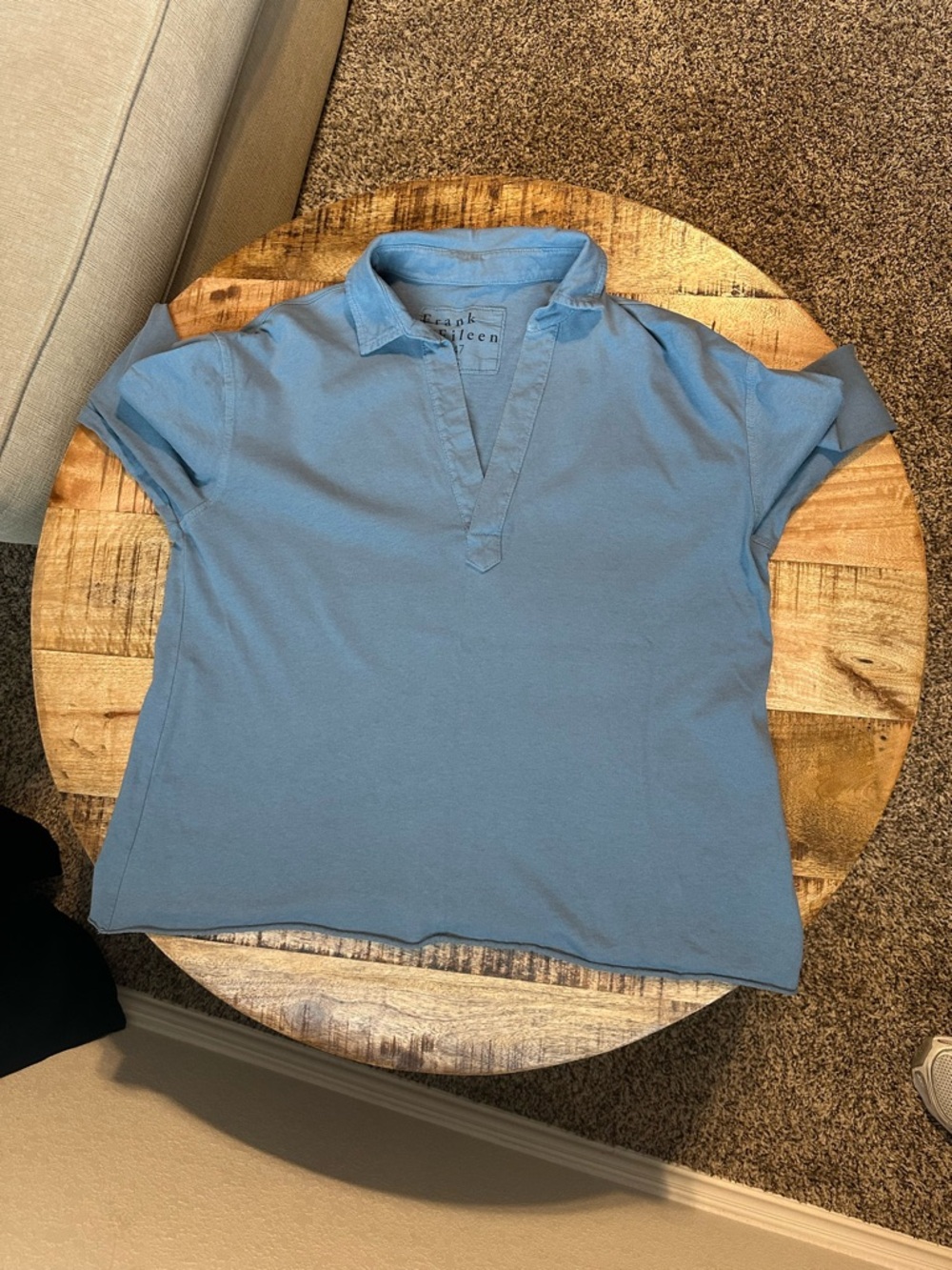Frank & Eileen Patrick Popover Henley Collared Shirt Heritage Jersey Slate Blue - Picture 8 of 16